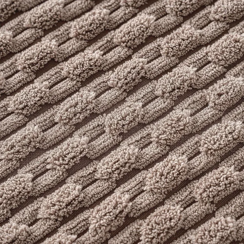 Pompom Tan Stripe Texture Corduroy Farmhouse Cute Luxury Soft Pillow Cover Set - Picture 4 of 7